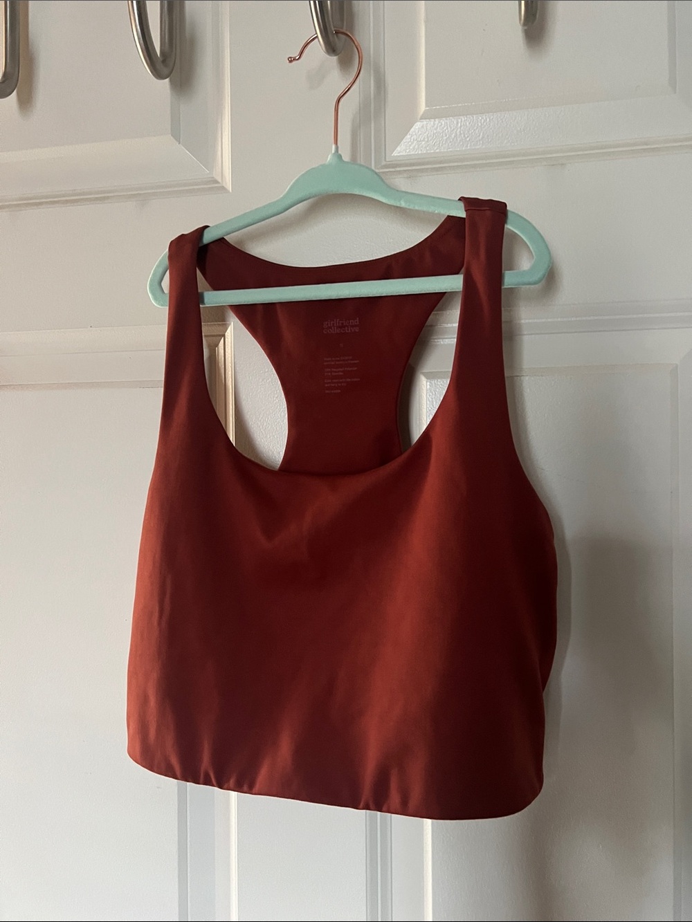 girlfriend collective rust brown racerback crop tank